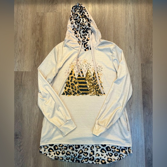 Leopard Print Holiday Hoodie - Picture 1 of 6